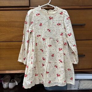 Cat & Jack Cream Floral Long Sleeve Dress